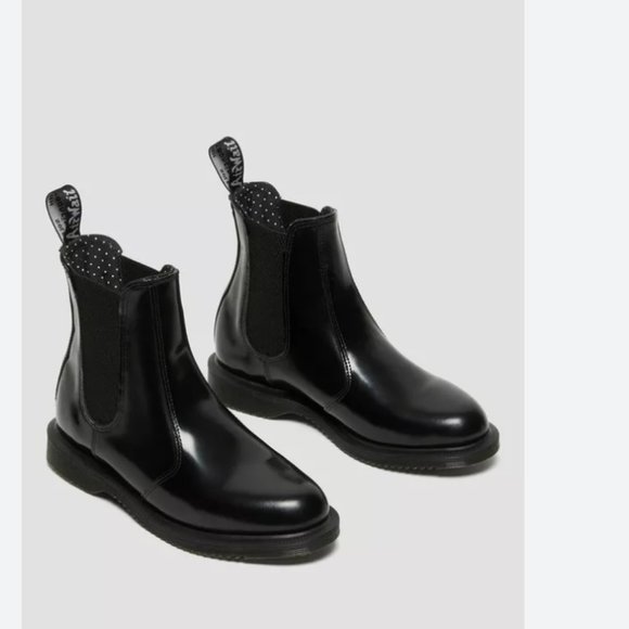 Dr. Martens Shoes - DR MARTENS BLACK FLORA WOMEN'S SMOOTH LEATHER CHELSEA BOOTS - 10